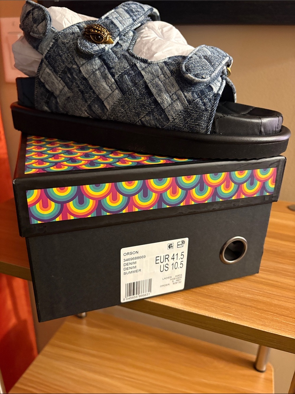 Karl Lagerfeld Denim Blue Woven Platform Sandals